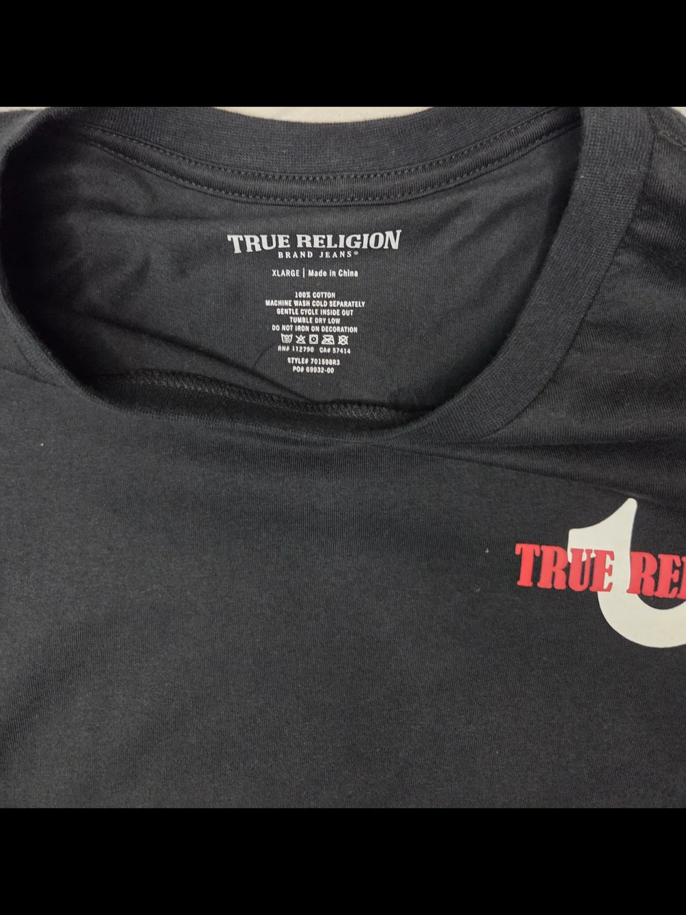 NWT True Religion World Tour Track Tee Black XL Buddha